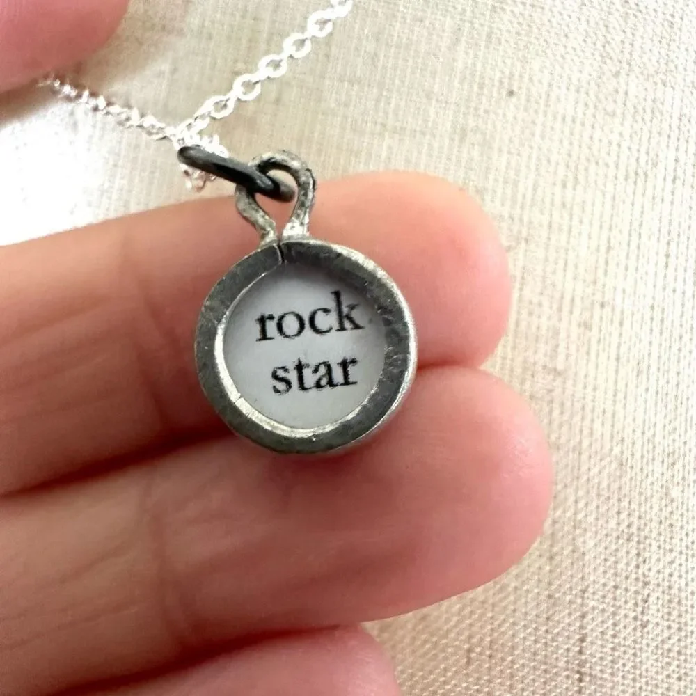 Skeleton rock star small pendant necklace